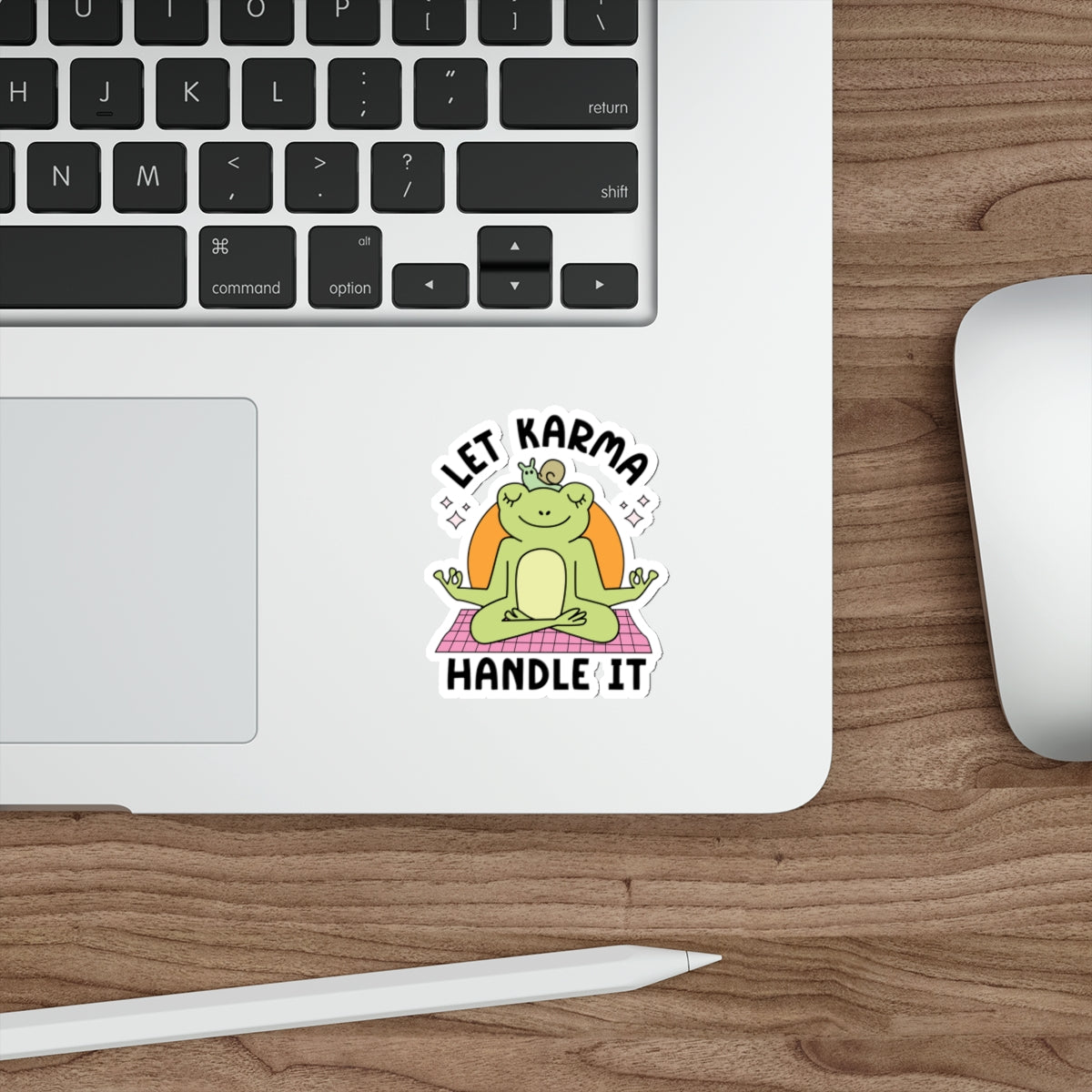 Meditative Frog Die-Cut Stickers - Let Karma Handle It, Cute Frog Stickers, Yoga Decor, Positive Vibes, Gift for Friends