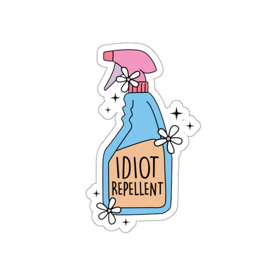 Funny Idiot Repellent Die-Cut Stickers, Quirky Laptop Decals, Gifts for Friends, Humorous Home Decor, Fun Office Supplies