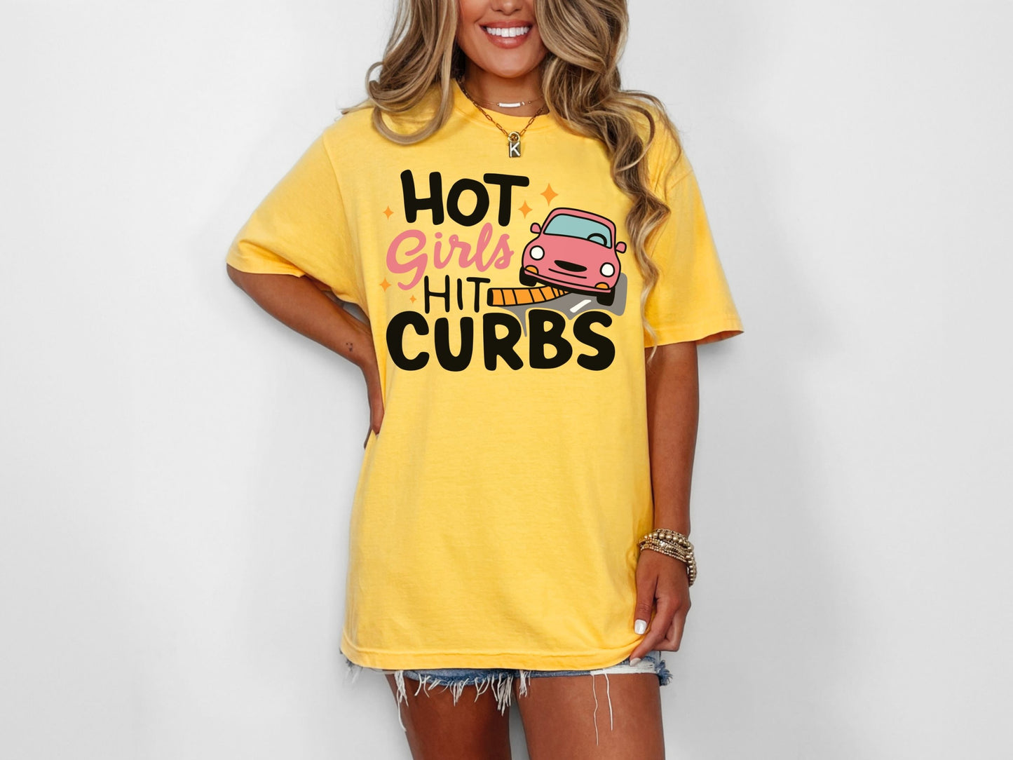 Hot Girls Hit Curbs T-Shirt, Funny Graphic Tee, Unisex Casual Wear, Gift for Friends, Car Enthusiast Apparel