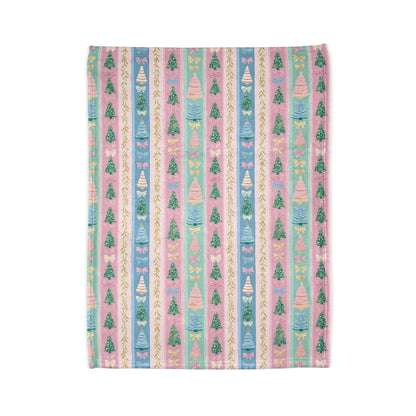 Preppy Bow and Tree Stripes Blanket