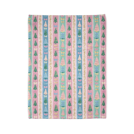 Preppy Bow and Tree Stripes Blanket
