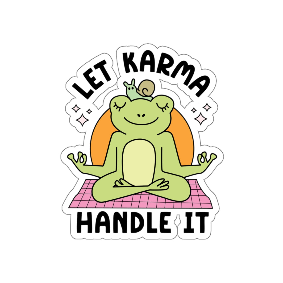 Meditative Frog Die-Cut Stickers - Let Karma Handle It, Cute Frog Stickers, Yoga Decor, Positive Vibes, Gift for Friends